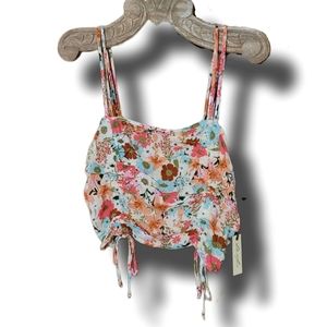 Liberty Love Floral Ruched Crop Top NWT XL